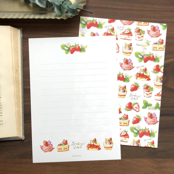 Letterset ”StrawberryCakes”　苺のスイーツレターセット 2枚目の画像