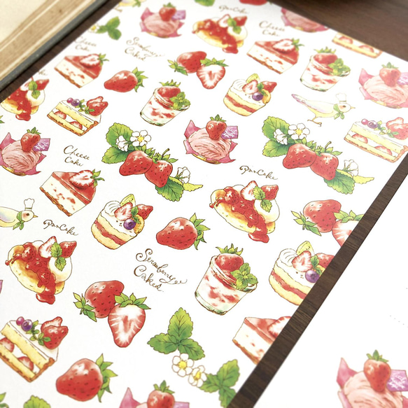 Letterset ”StrawberryCakes”　苺のスイーツレターセット 3枚目の画像