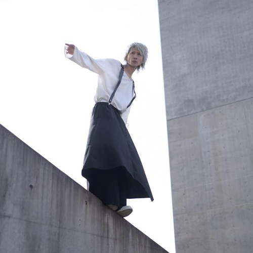 アシメロングスカート付きワイドパンツ キュロット・ワイド