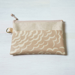 カードポーチ Puff（パフ）グレイッシュピンク×アイボリー　リバティラミネート生地 2枚目の画像