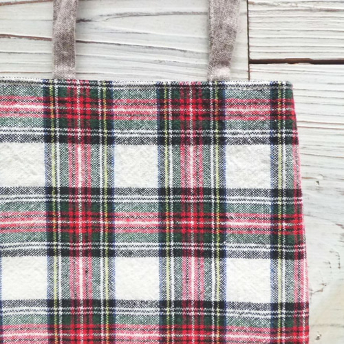 送料無料】パッチワークプチトートバッグ＊タータンチェックRD《プチ