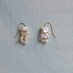 fusa : hira &amp; keshi Pearl (earring) 花瓣珍珠芥末色珍珠耳環 第2張的照片