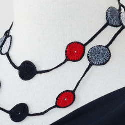 OYA crochet 90㎝ lariet [DROP 90cm] Black & Red 第3張的照片