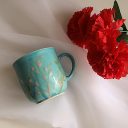 母の日のプレゼント 珊瑚のお花のカップ 沖縄の海と縁起の珊瑚カップ 青色 プレゼント〈結婚祝い〉 1枚目の画像