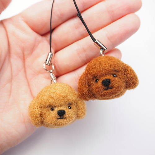 受注製作】まゆトイプードル 携帯クリーナーストラップ 羊毛フェルト