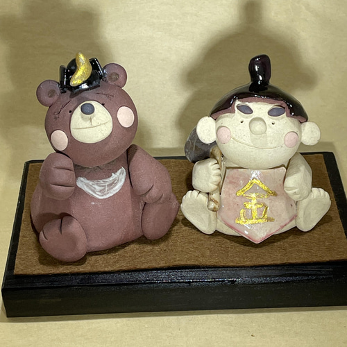 作家もの 陶器 五月人形 金太郎と熊♡