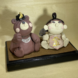 【再販】金太郎 クマ　五月人形（端午の節句）　金太郎＆熊　陶器　　 2枚目の画像