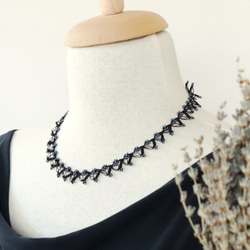 OYA crochet 43cm necklace [DIAMOND] Smoky Black 第4張的照片