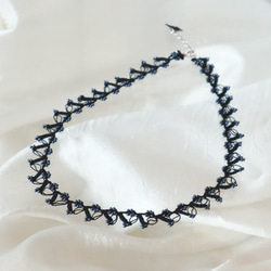 OYA crochet 43cm necklace [DIAMOND] Smoky Black 第3張的照片