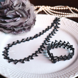 OYA crochet 43cm necklace [DIAMOND] Smoky Black 第6張的照片