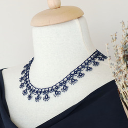 OYA Tatting lace 43cm Necklace [LACE] Indigo 第1張的照片