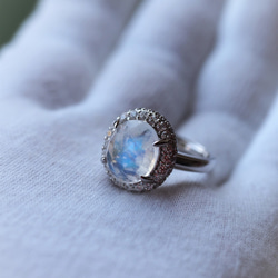 再販 美石！ ハイグレードレインボームーンストーン12（RC) S925WG