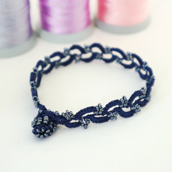 OYA crochet bracelet [RIVIERE] Navy Blue 第2張的照片