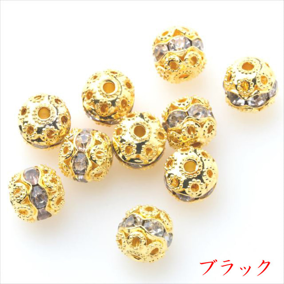 [10 件] 圓形 rondel 6mm ★ 金色/黑色 ★ 圓形間隔珠水鑽 (mg6-rondel) 第1張的照片