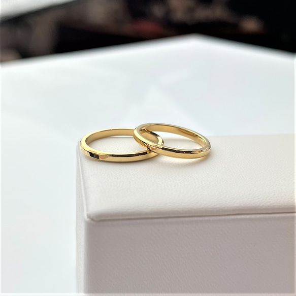 『真実の愛＊金木犀のマリッジリング』 肌に優しい ペアリング 指輪  刻印 結婚指輪 ステンレス ギフト マリッジリング 2枚目の画像