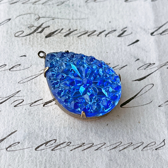 Glass Pendant Pear 約27mm×18mm [PDT-081]＊1個＊Vintage＊ 3枚目の画像