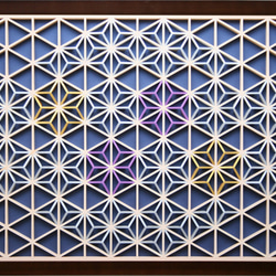 組子アートパネル 【山河の春】 大型版【H100 * W75 cm 】和風