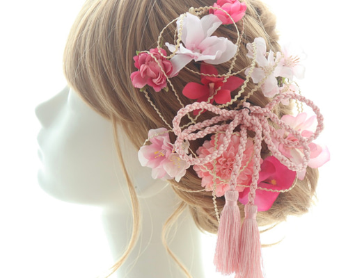 ヘッドドレス 桜 ピンク 髪飾り ヘアアクセ フラワーヘッドパーツ 結婚