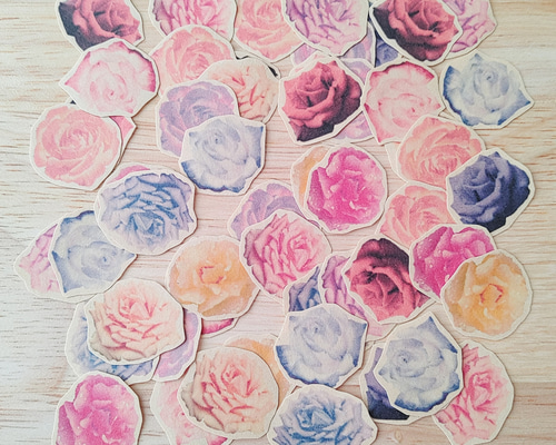フレークシールバラ売り ☆送料無料☆バラのクラフトフレークシール 52枚入り シール KT.craft