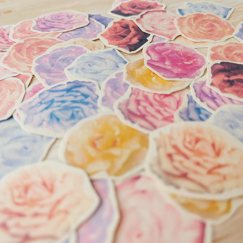 ☆送料無料☆バラのクラフトフレークシール 52枚入り シール KT.craft