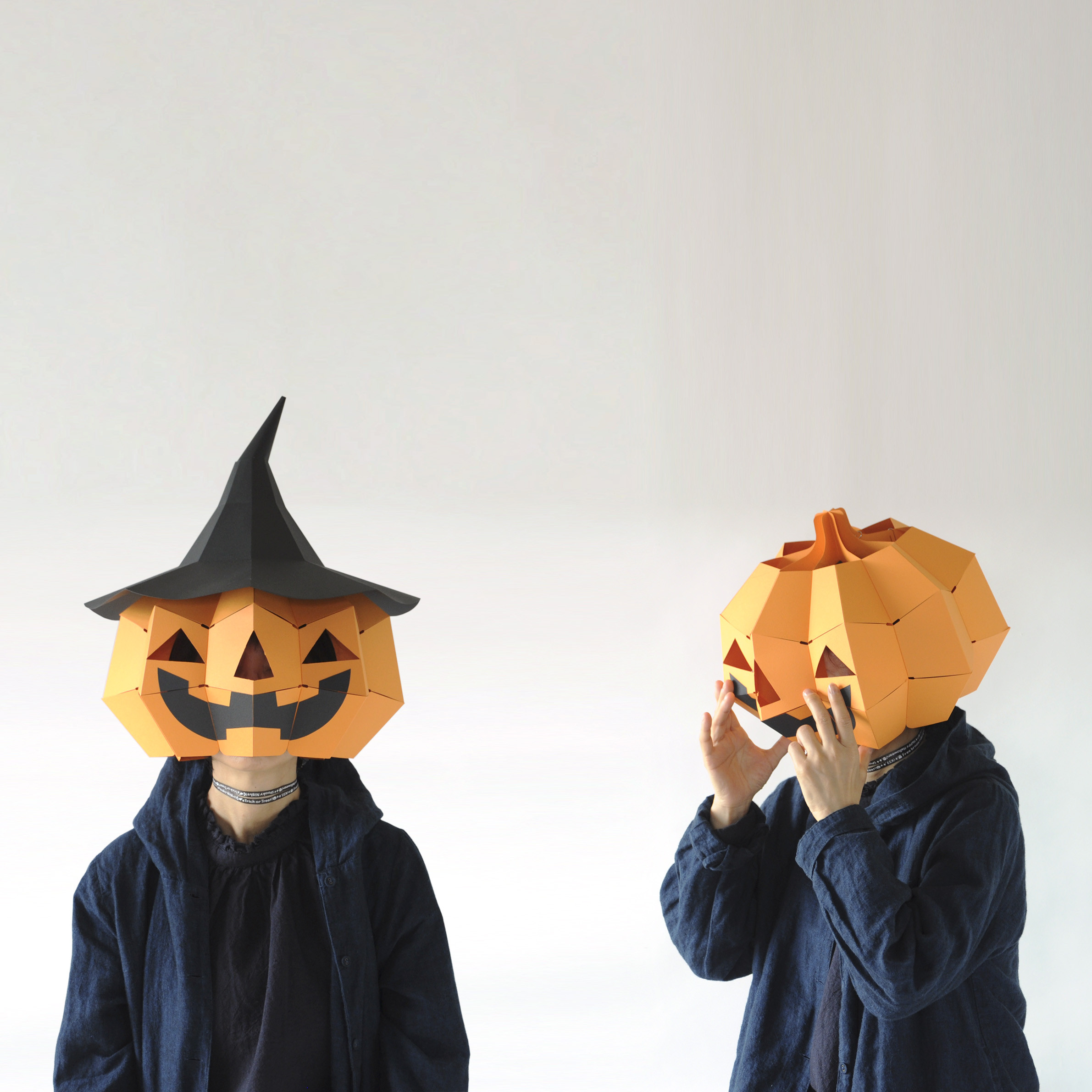No.585 オーダーマスク　ハロウィン　カボチャ　レインボー　ハンドメイド 工作キット】おばけカボチャマスク 実はたためます ハロウィン仮装用に