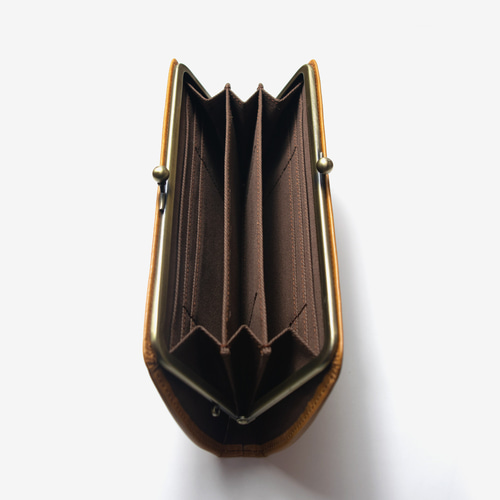 ふわ軽♪アンティーク調ガマグチ 高級ムラ染め姫路レザー がまぐち 長