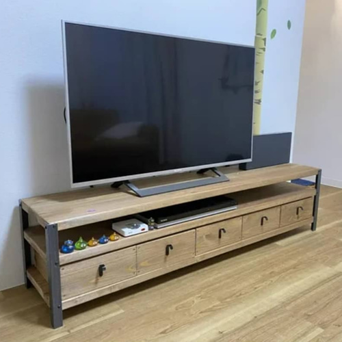 W150㎝☆引き出し5個付き☆ダークウォルナット☆テレビ台
