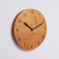 木製 掛け時計 丸型 桜材25 2枚目の画像