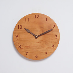 木製 掛け時計 丸型 桜材25 1枚目の画像