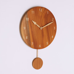 木製 振り子時計 丸型　ケヤキ材13 2枚目の画像