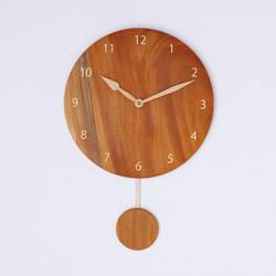 木製 振り子時計 丸型　ケヤキ材13 1枚目の画像