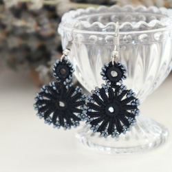 OYA crochet earrings [TAROT] Smokey Black 第1張的照片