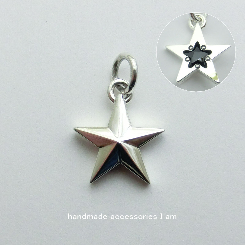 受注生産商品　ブラックキュービックジルコニア　リバーシブル　スタッズスターペンダント　シルバー925　IP0312