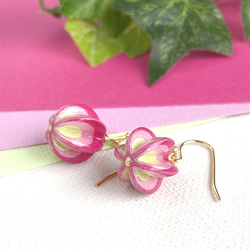 粉色花束花朵彩色紙耳環/耳環[定做] 第2張的照片