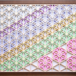 アンティーク組子細工。壁飾りに。 組子細工の壁飾り 【角麻 紫】 | iichi 日々の暮らしを心地よく