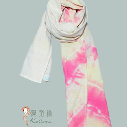 ♔蔻珞瑪♘ Ⓓⓔⓢⓘⓖⓝ - 渲染棉質圍巾-桃黃 第1張的照片