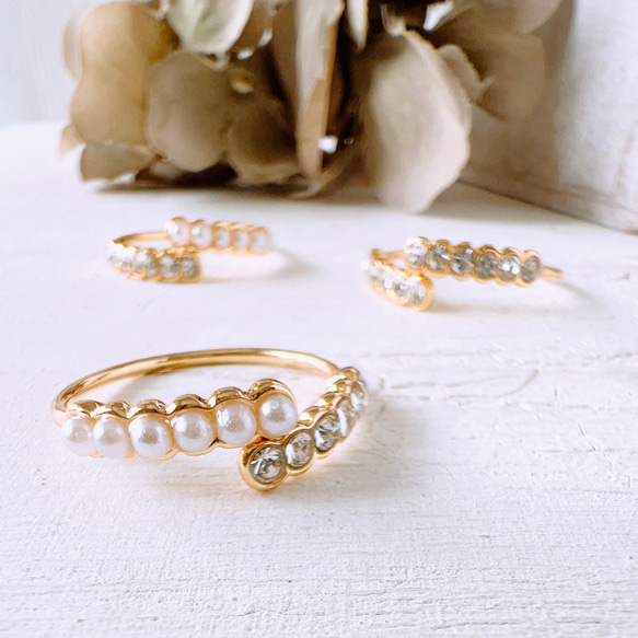 珍珠與水晶叉形戒指約 11 顆施華洛世奇 第12張的照片