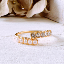 珍珠與水晶叉形戒指約 11 顆施華洛世奇 第5張的照片