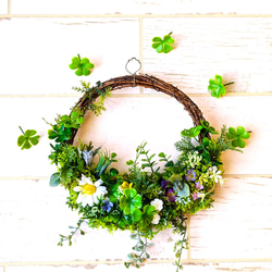 玄関ドアリース ミモザと春のお花のリース 母の日、お誕生日プレゼント