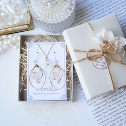 【人気No.1】かすみ草とツインリングのパールピアス/イヤリング 12枚目の画像