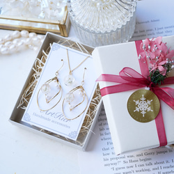 【人気No.1】かすみ草とツインリングのパールピアス/イヤリング 11枚目の画像