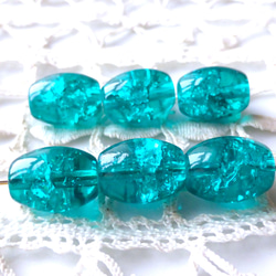 ヒビ　キラ緑　チェコビーズCzech Glass Beads６個 1枚目の画像