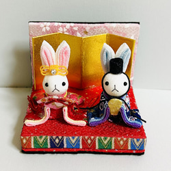 ちりめん細工「ひなまつりふたり♥️」 その他置物 黒ごまきなこ 通販