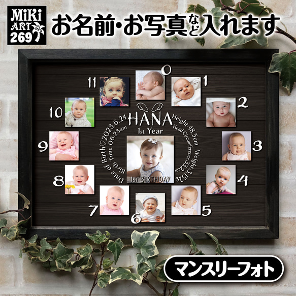 マンスリーフォトフレーム✦ブルーデニム調✦写真名前入れ✦ベビーポスター✦赤ちゃんギフト1歳誕生日プレゼント男女児の子89 4枚目の画像