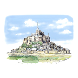 ポストカード　ヨーロッパの風景￥250（他の絵と4枚セット売り1.000円） No.12  モンサンミッシェル　 1枚目の画像