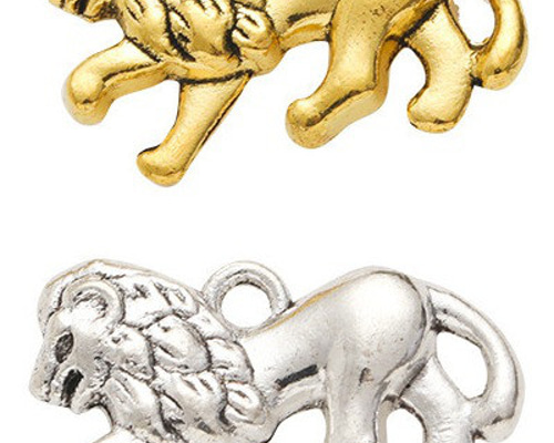 ハンドメイド/動物チャーム 2個 動物チャーム ライオン アニマル 金属チャーム メタル