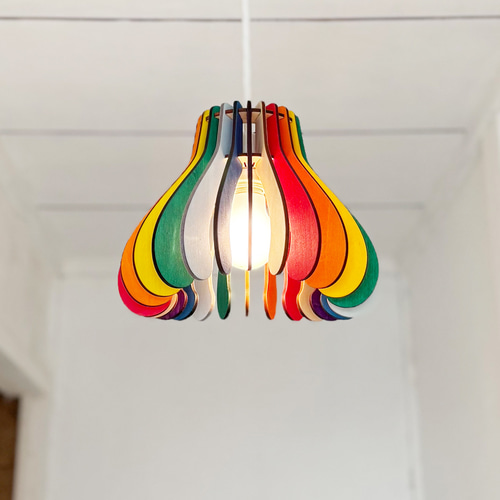 インドブラス吊るし灯明M 木製ペンダントライト「マッシュ（スペシャルカラー）」｜北欧 照明