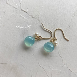 ✨選べる金具✨14kgf/silver925 シーブルーカルセドニーのピアス