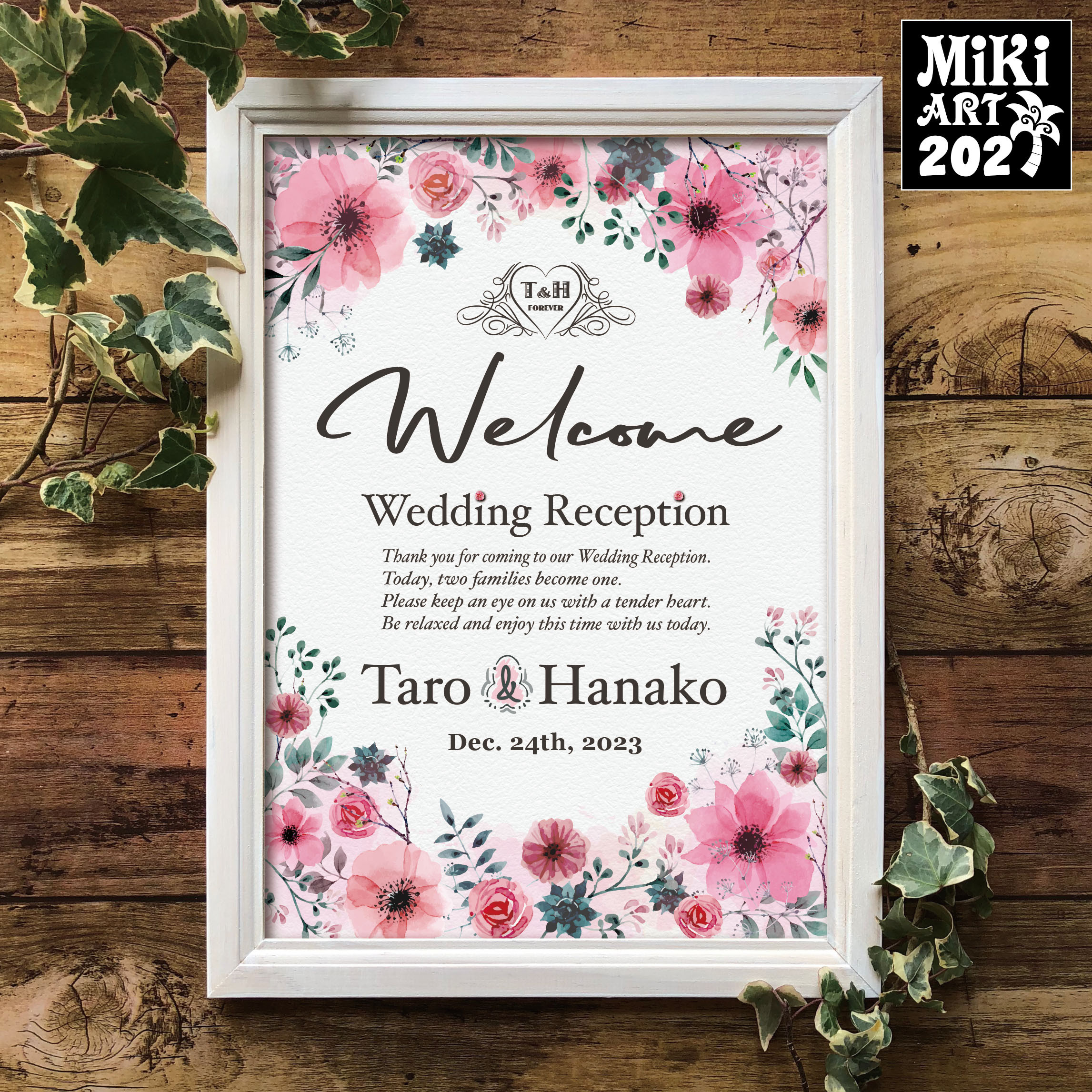 new！結婚式ウェルカムボード♡結婚祝いにも ウェルカムボード/新郎新婦イラストcolor_結婚式や入籍のお祝い