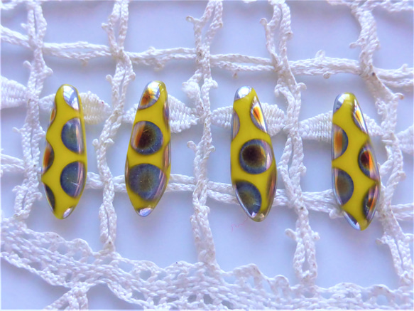 Dagger Yellow Metal Dotto Czech Beads4 捷克玻璃珠 第1張的照片